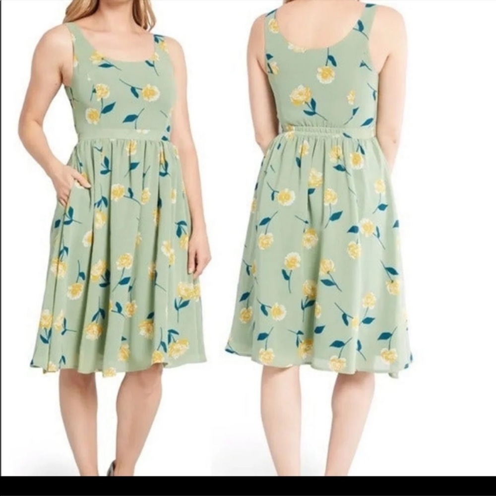 ModCloth Freeing Feeling Floral Chiffon Dress with Pockets SizeXL